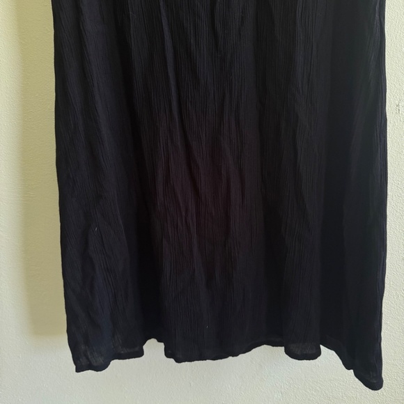 La Cera Black Sleeveless Rayon Dress Medium Floral Embroidered Boho India - Picture 7 of 8